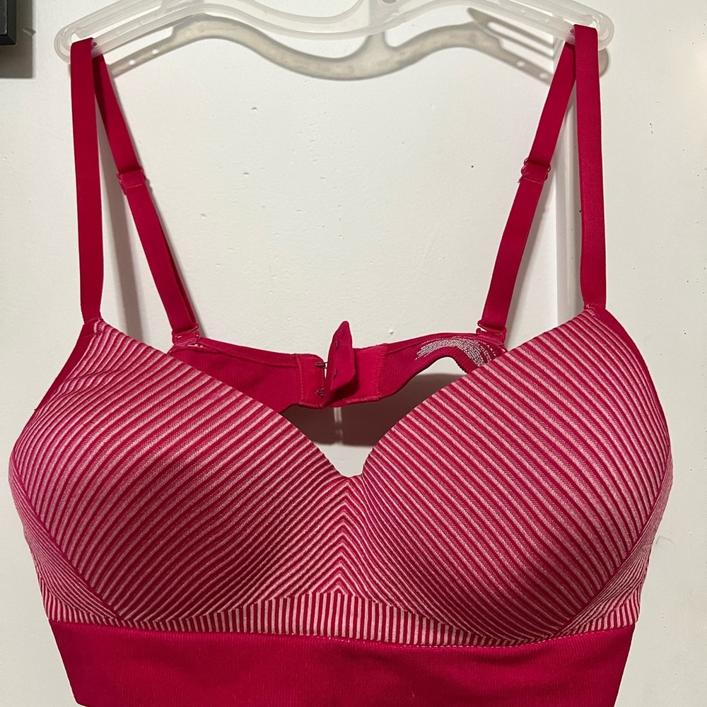 Pink Striped Women's Bra